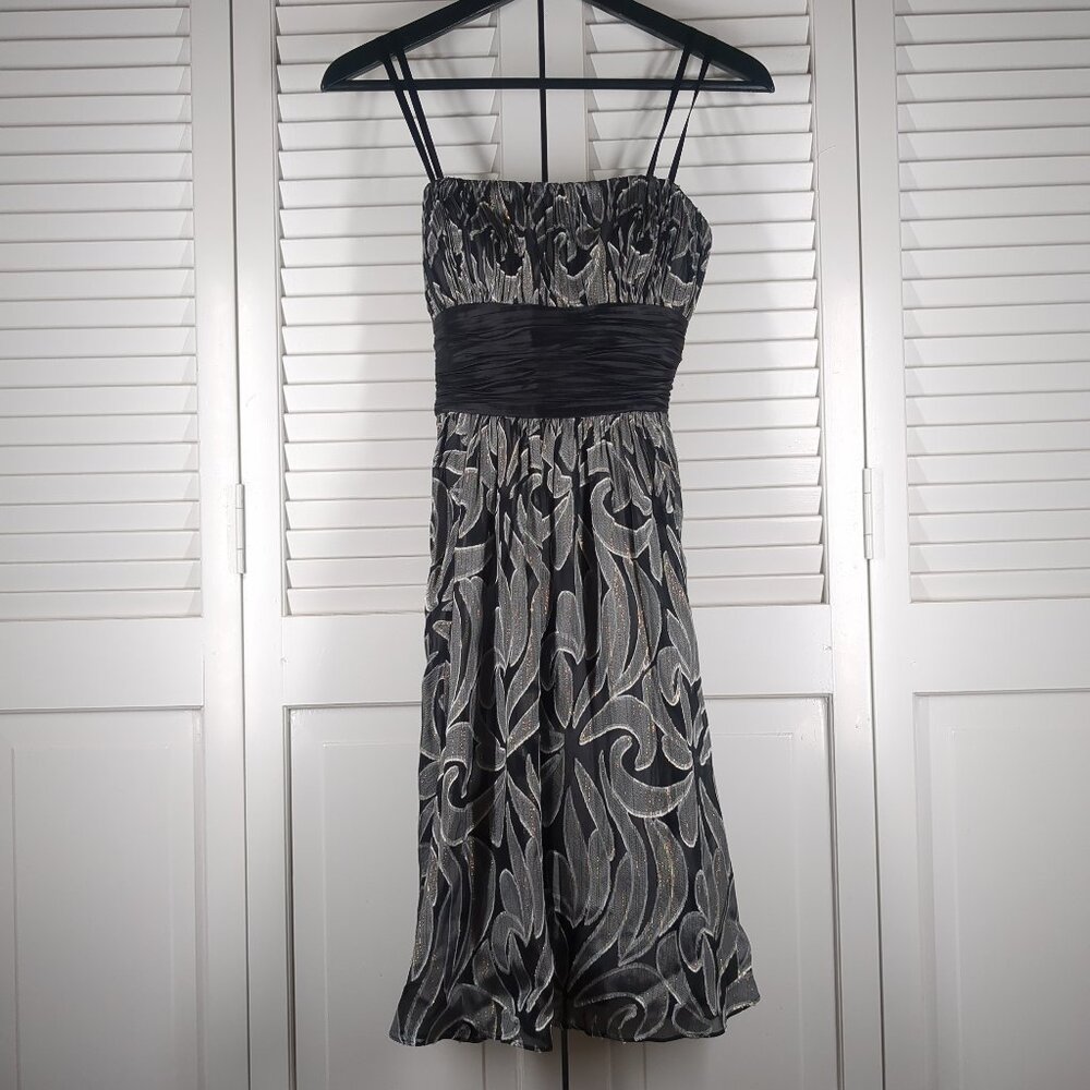 BCBG Max Azria Strapless Black and Silver Dress